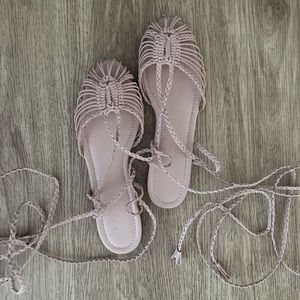 Tie up flats leather Anthropologie -Brand new!
